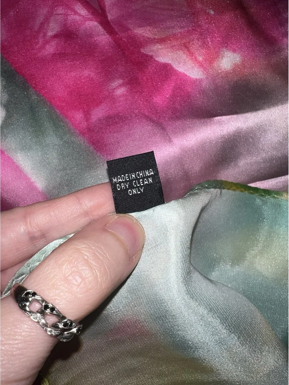 Perrier Jouet Champagne Scarf 100% Silk Pink And Green 30” x 30” Promotional